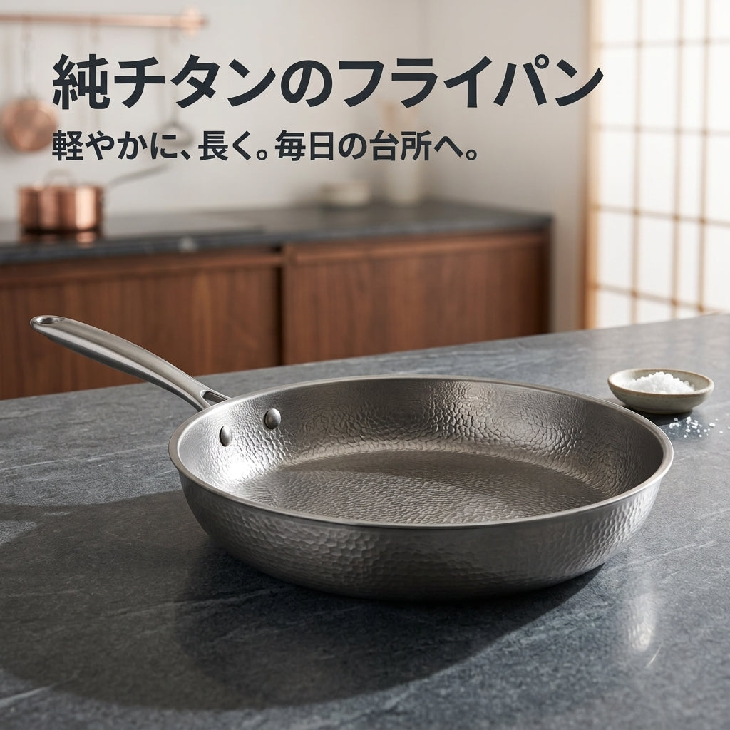 Yuge 純チタンフライパン｜軽くて丈夫、コーティングなし